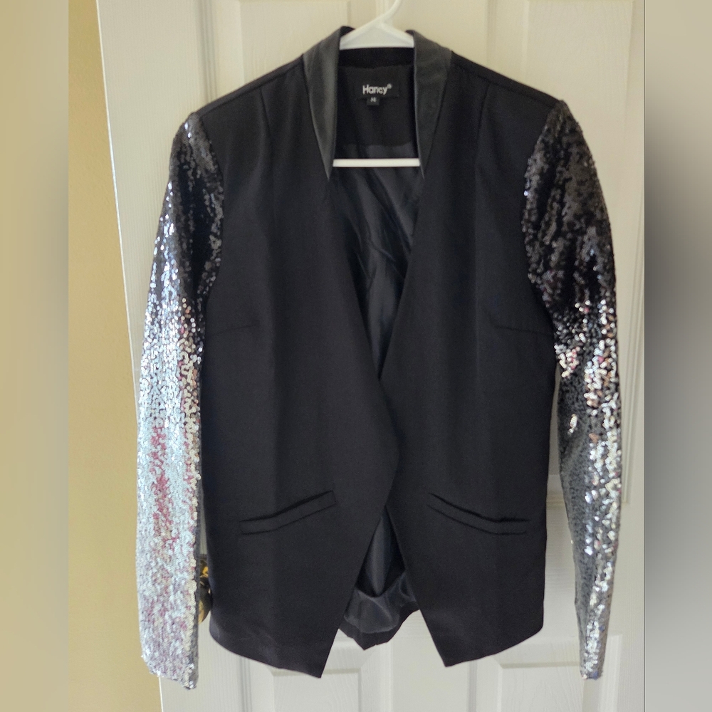 Black and Silver Blazer Classic Formal Jacket
